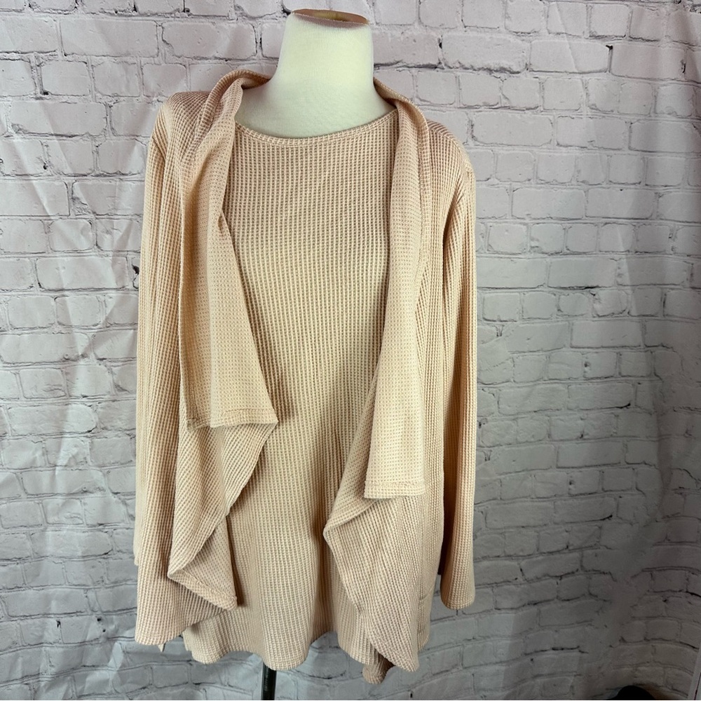 Chico's zenergy sz 2 womens L waffle knit tank cardigan set activewear travel